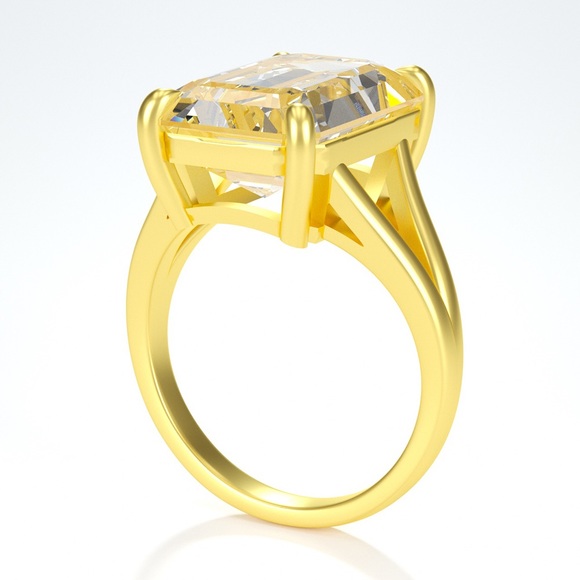 10ct D VVS1 Platinum Emerald cut Moissanite Ring - Picture 5 of 10